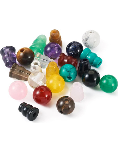 Cuentas Guru de 3 Agujeros Craftdady - 12 Estilos de Piedras Preciosas