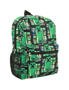 Mochila Minecraft Creeper 45.72 cm Estampado Completo 2
