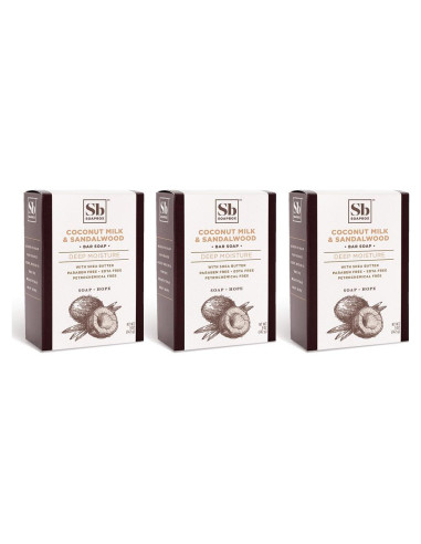 Jabón Hidratante y Exfoliante Soapbox 3x142g Coco y Sándalo
