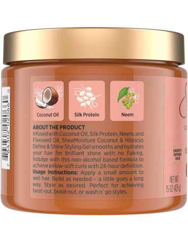 Gel de Estilo SheaMoisture Coco & Hibisco 15 Onzas Hidratante
