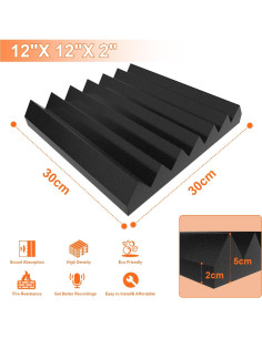 Paquete de 12 Paneles Acústicos de Espuma Aislante 30kg/m 2