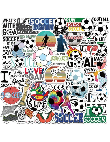 200 Stickers de Fútbol Homiego Impermeables para Hydroflask