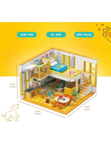 Conjunto de Bloques de Construcción Hallisun Apartamento Amarillo 1048 PCS