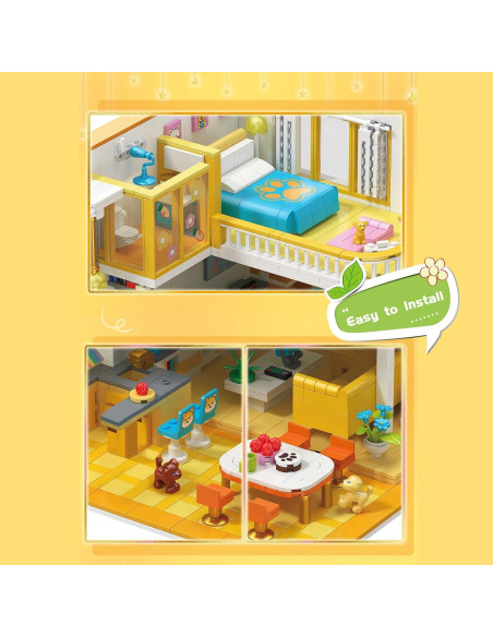 Conjunto de Bloques de Construcción Hallisun Apartamento Amarillo 1048 PCS