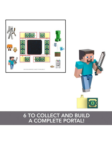Figura de Acción Steve Minecraft Mattel 8.25 cm con Portal