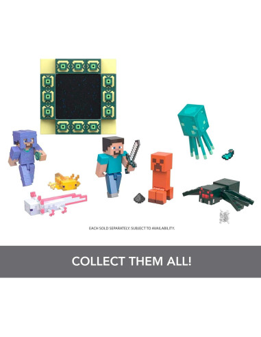 Figura de Acción Steve Minecraft Mattel 8.25 cm con Portal