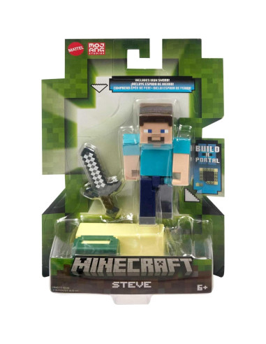 Figura de Acción Steve Minecraft Mattel 8.25 cm con Portal