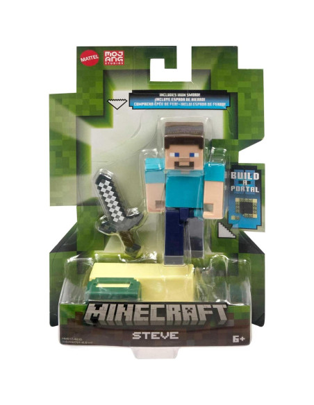 Figura de Acción Steve Minecraft Mattel 8.25 cm con Portal