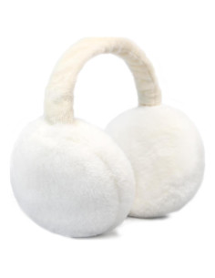 Orejeras de Invierno para Mujeres Plegables Blancas Esponjosas