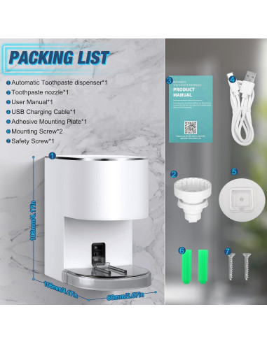 Dispensador Automático de Pasta de Dientes Monstake Blanco 6 Niveles