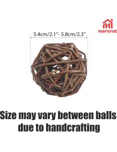 9 Bolas de Mimbre Natural para Mascotas - Juguetes de Masticar 2