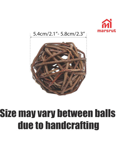 9 Bolas de Mimbre Natural para Mascotas - Juguetes de Masticar