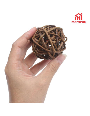 9 Bolas de Mimbre Natural para Mascotas - Juguetes de Masticar