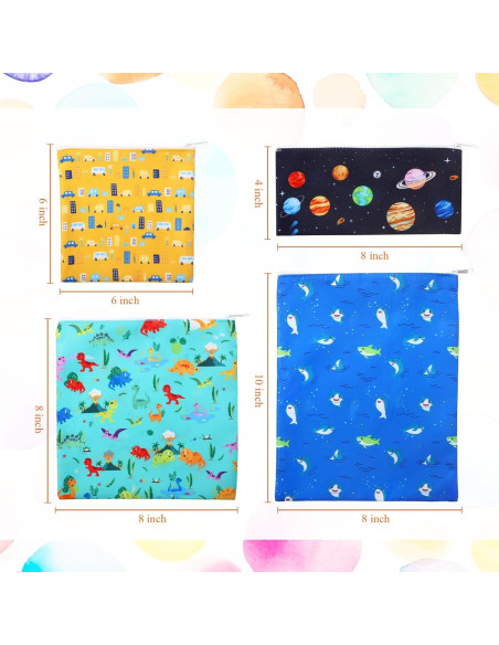 Bolsas de Sándwich Reutilizables Paterr 4 Pcs Dinosaurio