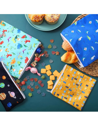 Bolsas de Sándwich Reutilizables Paterr 4 Pcs Dinosaurio