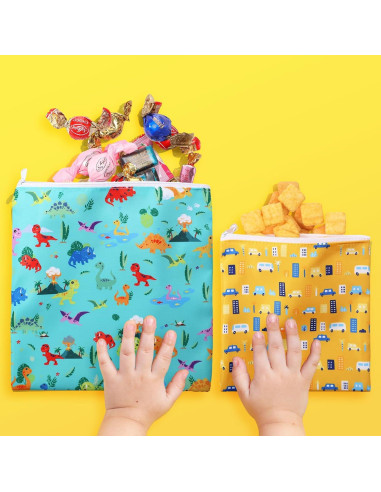 Bolsas de Sándwich Reutilizables Paterr 4 Pcs Dinosaurio