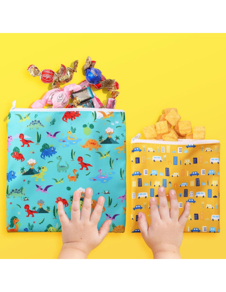 Bolsas de Sándwich Reutilizables Paterr 4 Pcs Dinosaurio