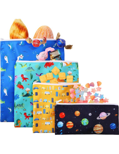 Bolsas de Sándwich Reutilizables Paterr 4 Pcs Dinosaurio