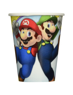 Vasos de Papel Super Mario Amscan 9 oz Ecológicos Multicolores