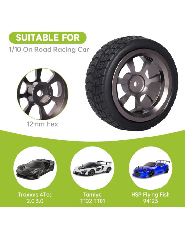 Llantas de Coche de Carreras 1/10 Hobbyfire Aluminio 67mm