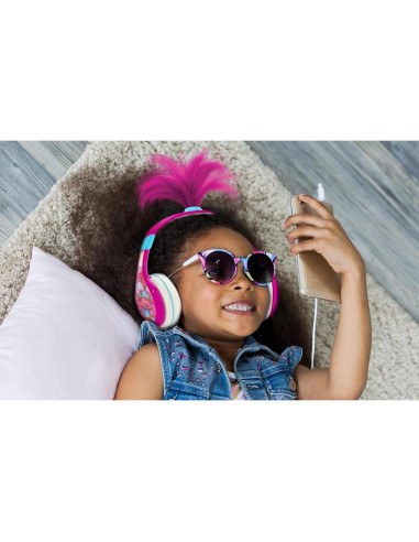 Auriculares con cable eKids Trolls TR-140 para niños - Control de volumen