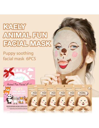 Kaely 6 Máscaras Faciales Animales para Niños y Adolescentes