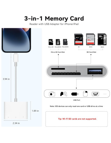 Lector de Tarjetas SD y Micro SD SUNTRSI para iPhone/iPad