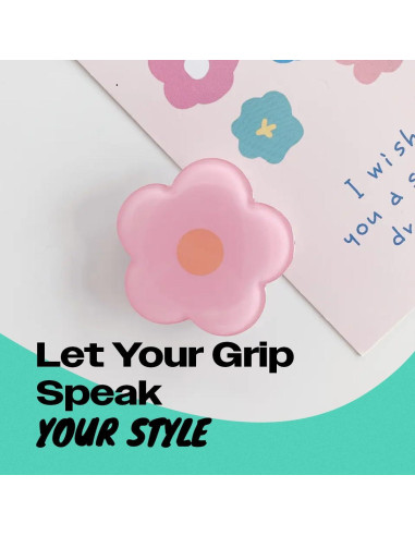 Soporte de agarre colapsable OnTheGrip Rosa - Diseño flor