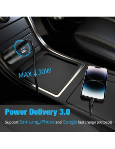 Cargador Rápido USB C para Auto COYZA 60W Dual PD 2