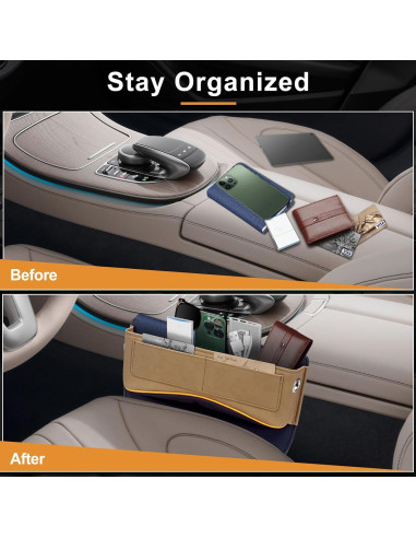 Organizador de Asiento de Coche Tecfino Beige Ajustable