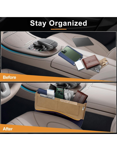 Organizador de Asiento de Coche Tecfino Beige Ajustable Organizador de Asiento de Coche Tecfino Beige Ajustable