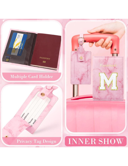Funda de Pasaporte Rosa Giesiery con Etiqueta de Equipaje