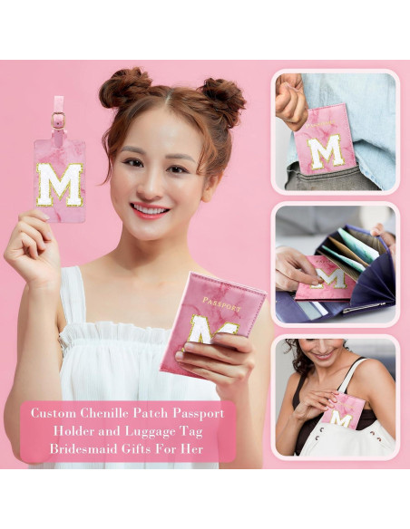 Funda de Pasaporte Rosa Giesiery con Etiqueta de Equipaje