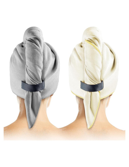 Paquete de 2 Toallas de Microfibra para Cabello Genérica - Gris y Blanco