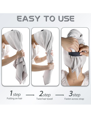 Paquete de 2 Toallas de Microfibra para Cabello Genérica - Gris y Blanco