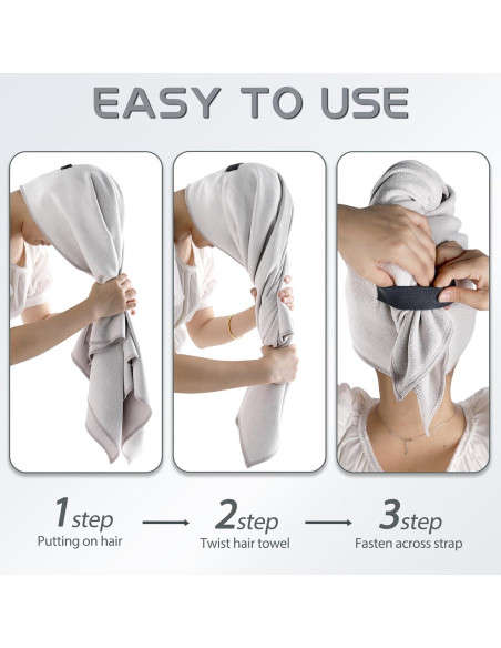 Paquete de 2 Toallas de Microfibra para Cabello Genérica - Gris y Blanco