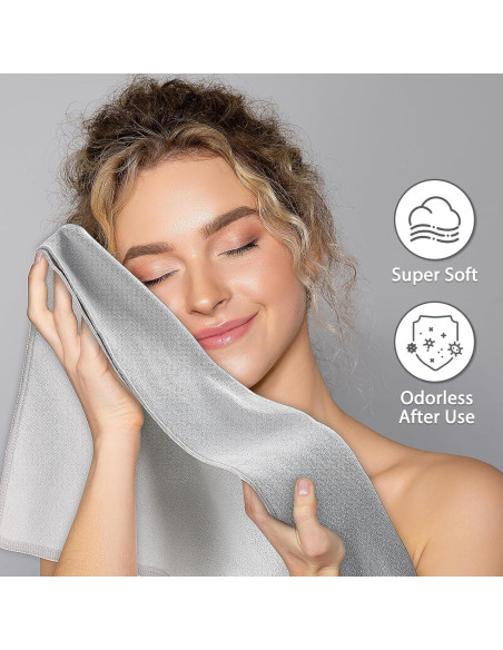 Paquete de 2 Toallas de Microfibra para Cabello Genérica - Gris y Blanco