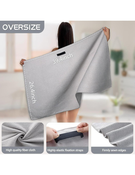 Paquete de 2 Toallas de Microfibra para Cabello Genérica - Gris y Blanco