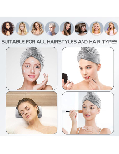 Paquete de 2 Toallas de Microfibra para Cabello Genérica - Gris y Blanco