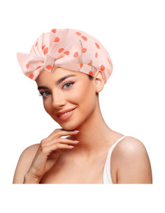 Gorro de Ducha Impermeable Geyrut Rosa Ajustable Reutilizable