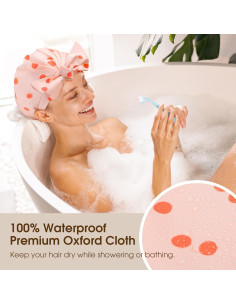 Gorro de Ducha Impermeable Geyrut Rosa Ajustable Reutilizable 2