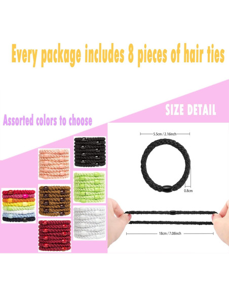 Banda Elástica para Cabello AXEN 8 Piezas Algodón Pastel