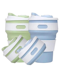 NexUp Goods 2 Tazas de Café Plegables 350ml Silicona Azul Verde