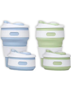 NexUp Goods 2 Tazas de Café Plegables 350ml Silicona Azul Verde 2