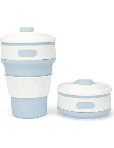 NexUp Goods 2 Tazas de Café Plegables 350ml Silicona Azul Verde