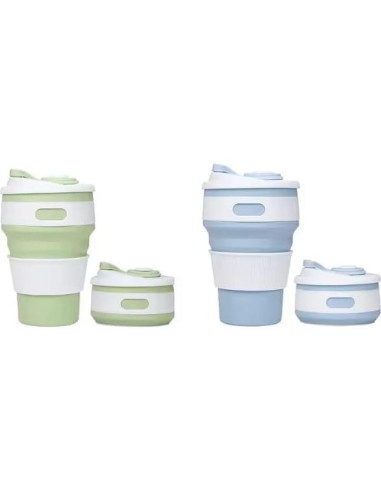NexUp Goods 2 Tazas de Café Plegables 350ml Silicona Azul Verde