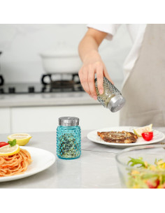 Conjunto de Sal y Pimienta Everest de Vidrio 118 ml con Tapa de Acero 2