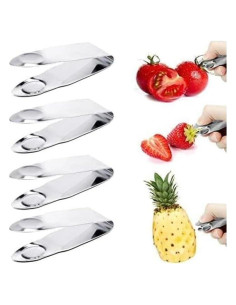 Descorazonador de Fresas Pluzmecalm Acero Inoxidable 4 Piezas