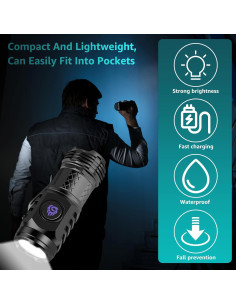 Mini Linterna LED NEMTMCUA 5 Modos Impermeable IPX4 Negro 2