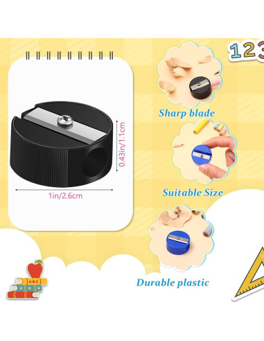 120 Sacapuntas Manuales Coloridos Glenmal para Niños